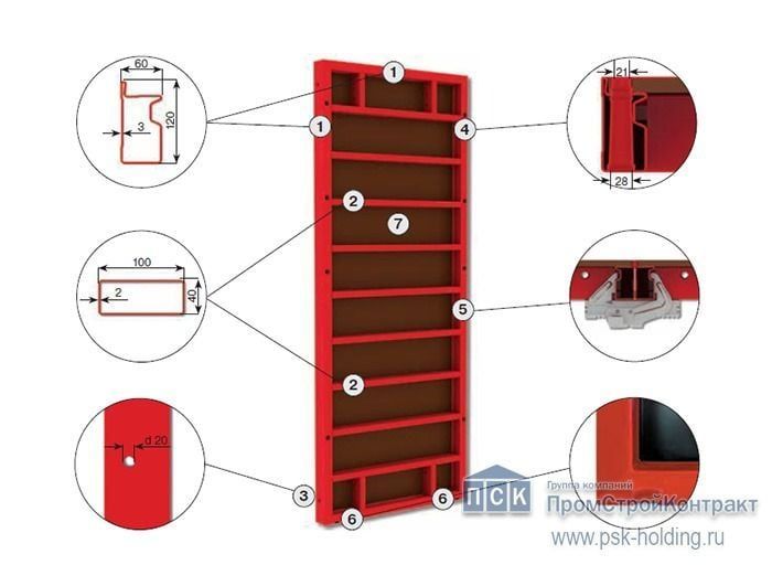 Щит линейный стальной 0,70х3,0 опалубочной системы PSK-DELTA (профиль 3 мм)